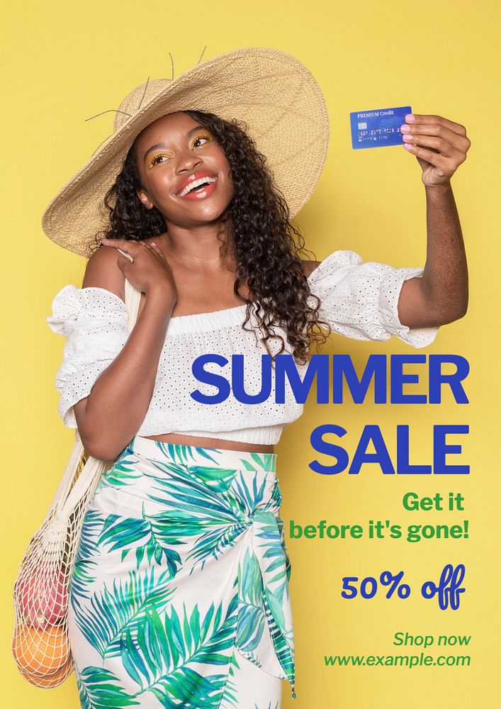 Summer sale poster template, editable text and design