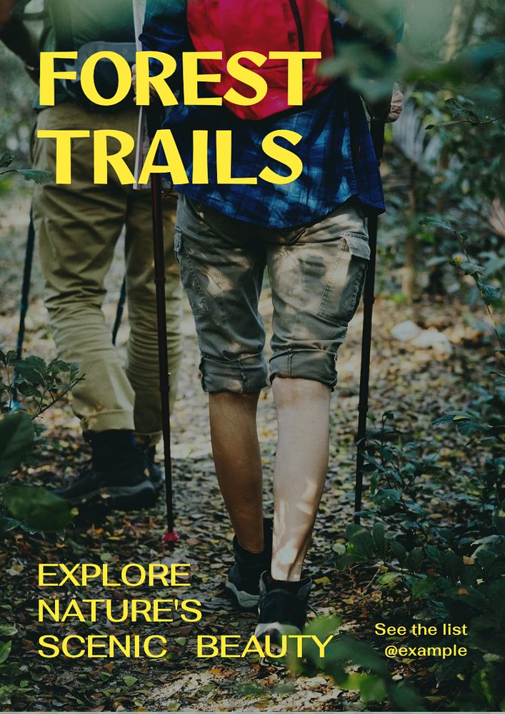 Forest trails poster template, editable text and design