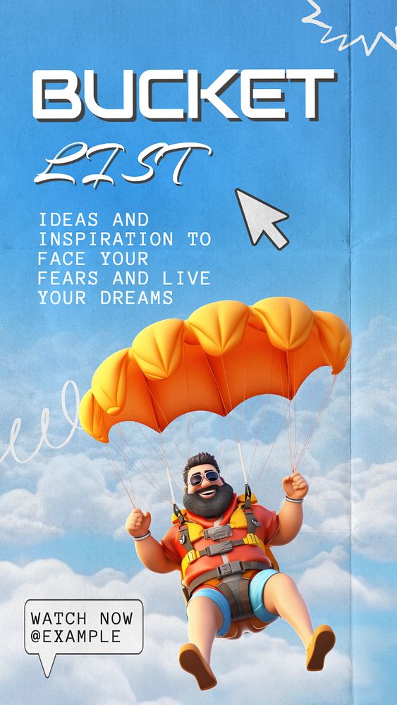 Bucket list Instagram story template, editable text