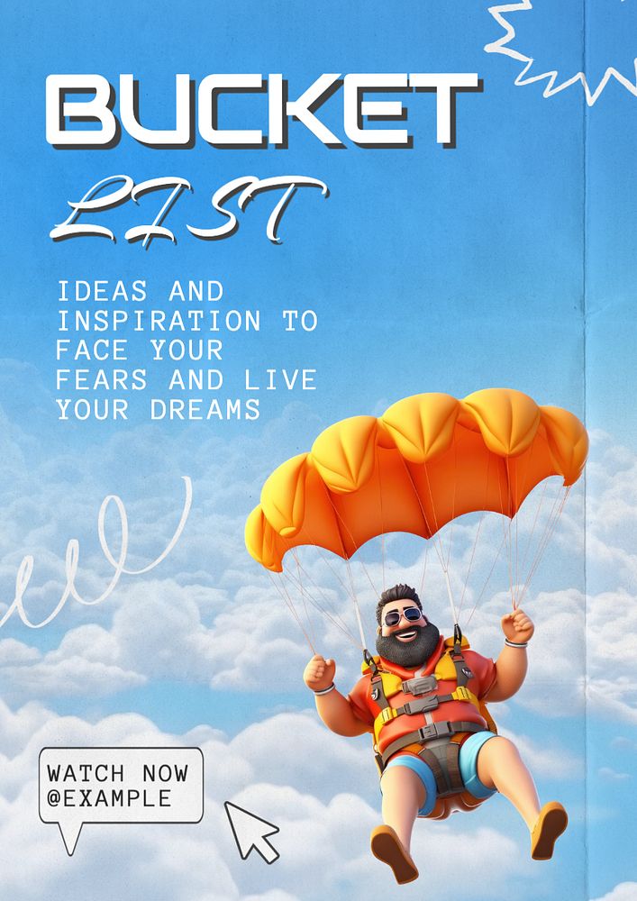 Bucket list poster template, editable text and design