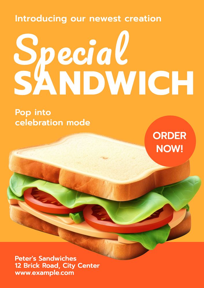 Special sandwich poster template, editable text and design