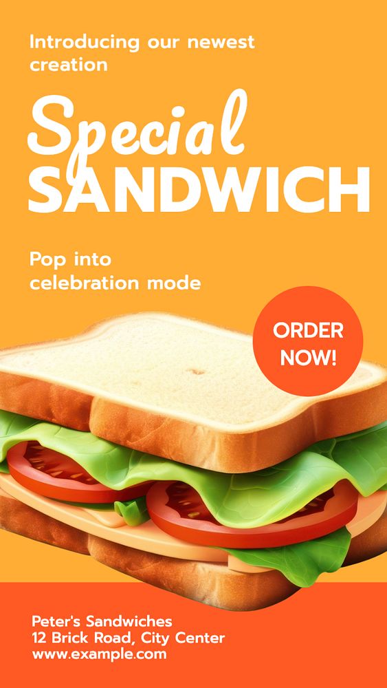 Special sandwich Instagram story template, editable text