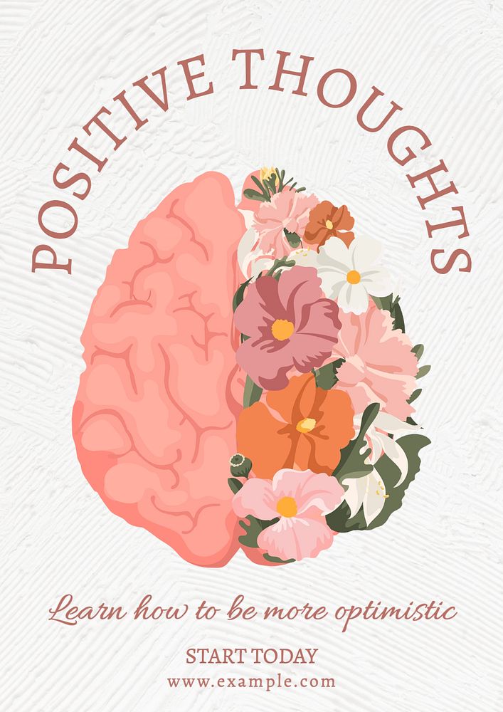 Positive thoughts poster template, editable text and design