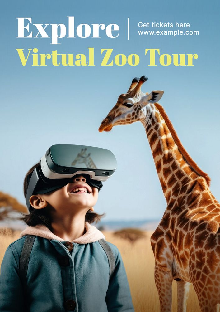 Zoo tour poster template, editable text and design