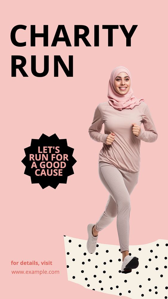 Charity run Instagram post template, editable text