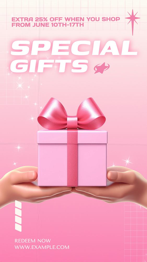 Special gifts Instagram story template, editable text