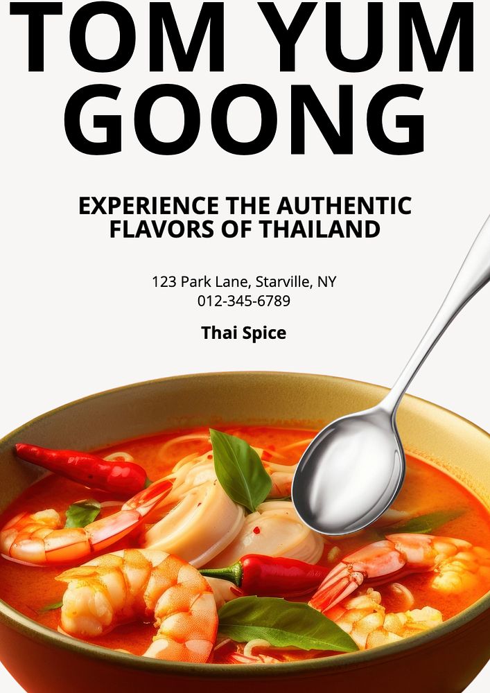 Tom yum goong poster template, editable text and design