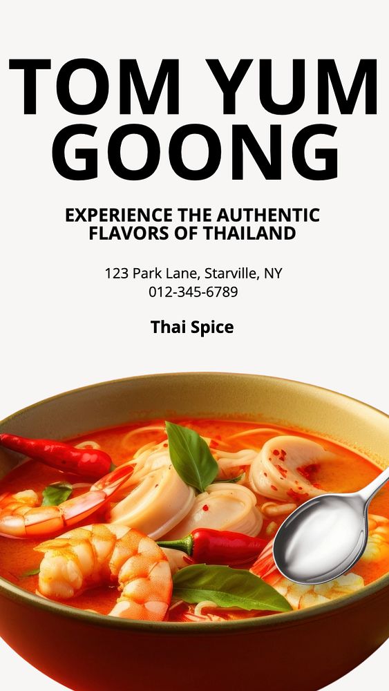 Tom yum goong Instagram post template, editable text