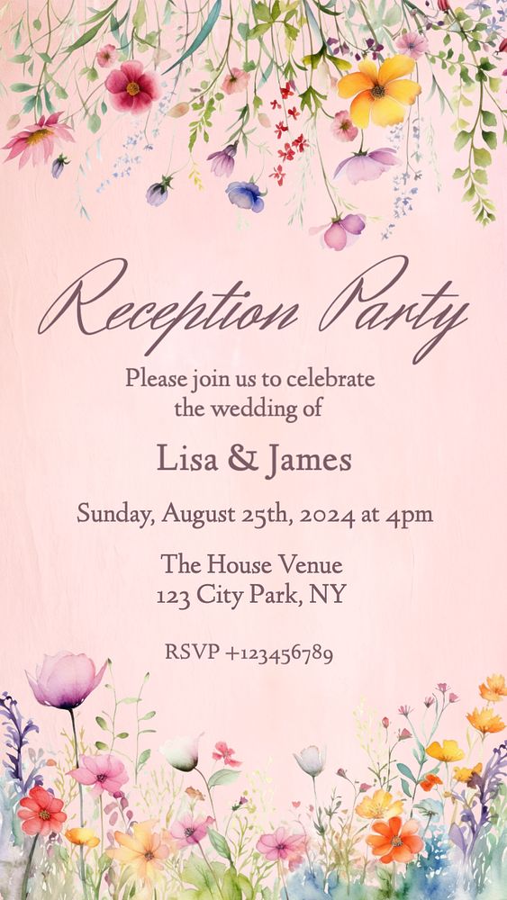 Reception invitation Instagram post template, editable text