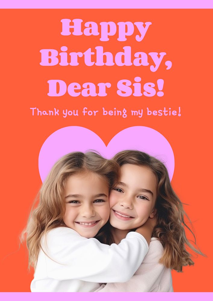 Happy birthday sister poster template, editable text and design