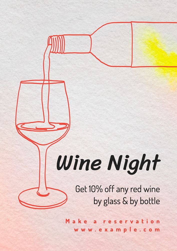 Wine night poster template, editable text and design