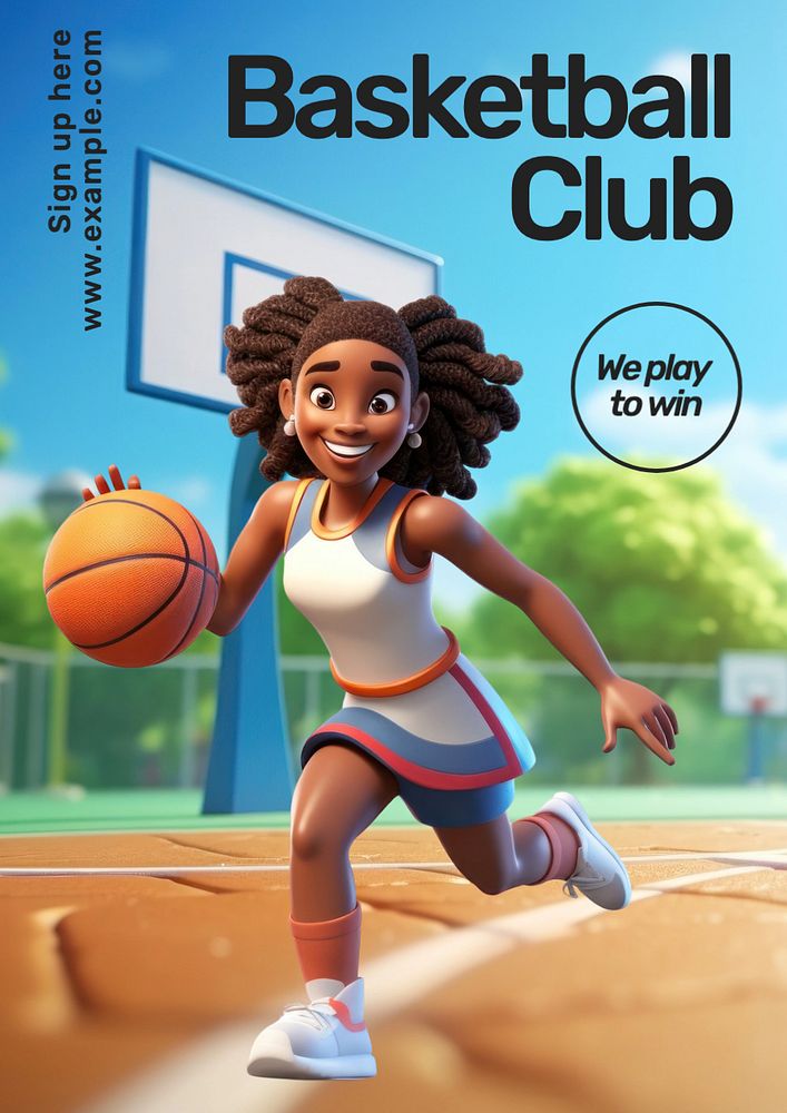 Basketball club poster template, editable text and design