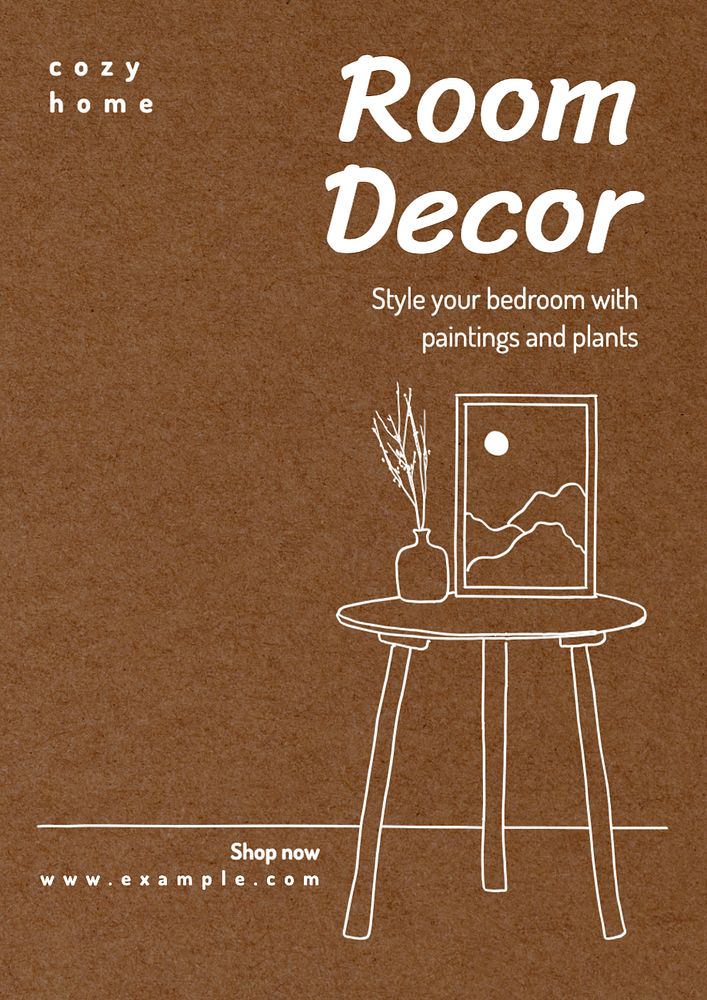 Room decoration poster template, editable text and design