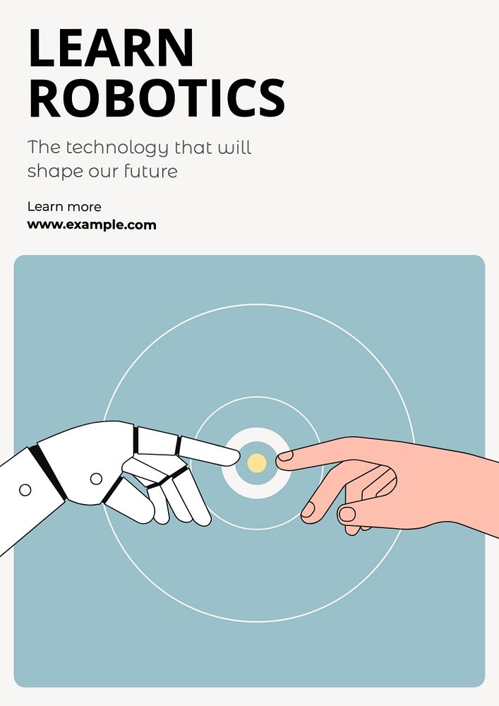 Learn robotics poster template, editable text and design