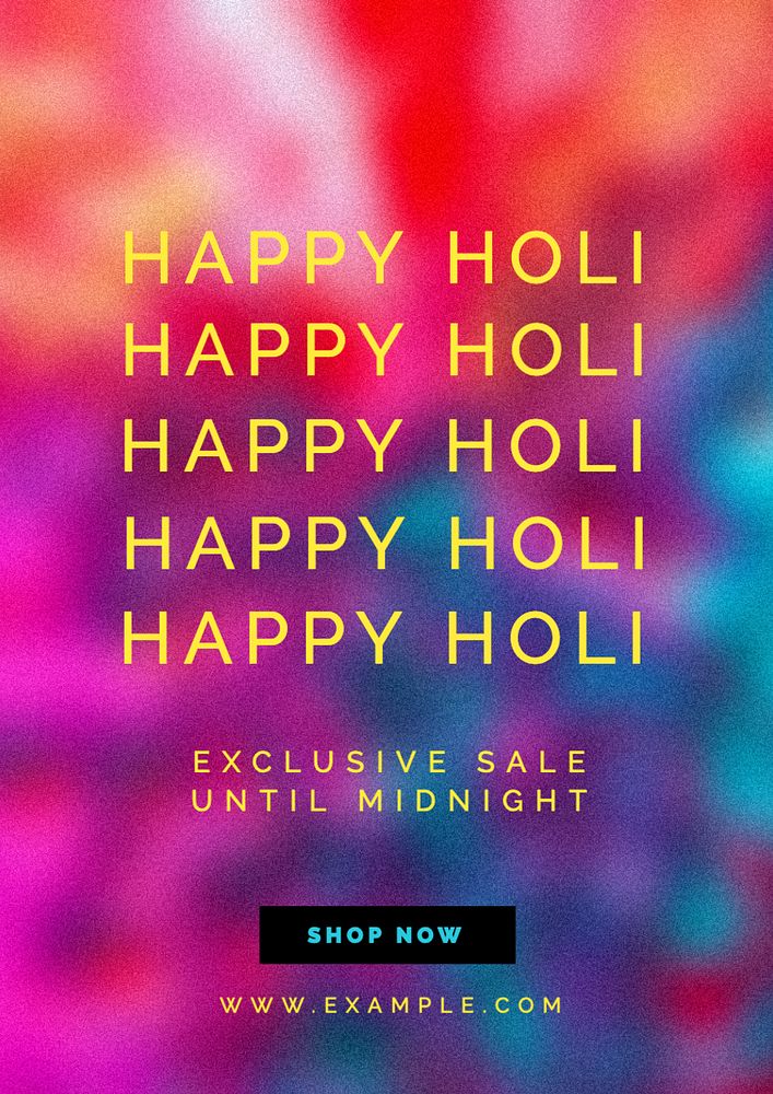 Happy holi sale poster template, editable text and design