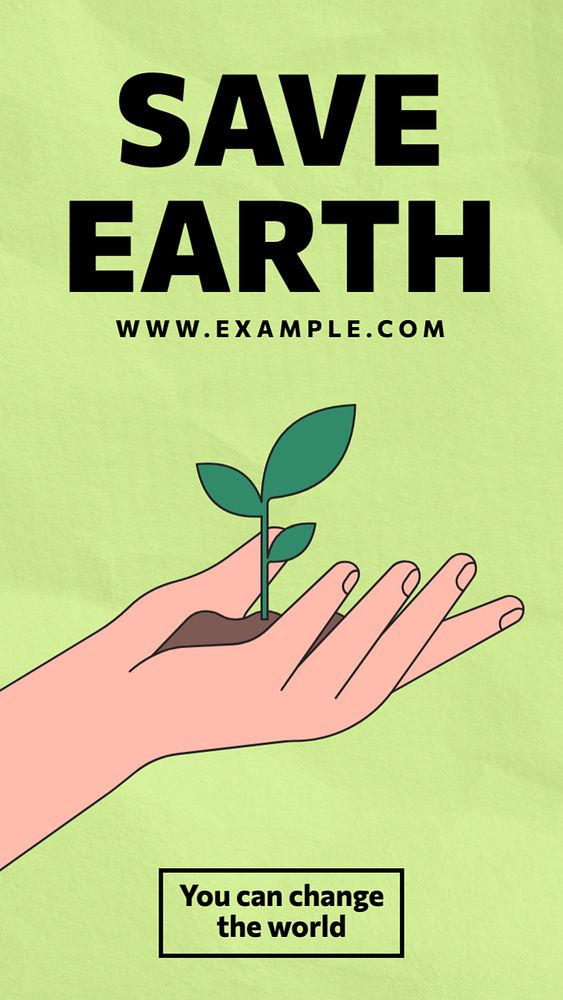 Save earth Instagram post template, editable text