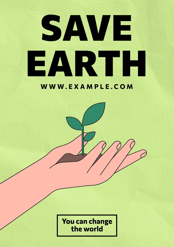 Save earth poster template, editable text and design