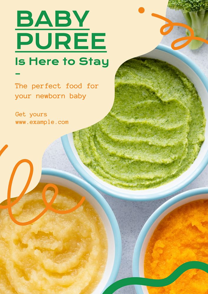 Baby puree poster template, editable text and design