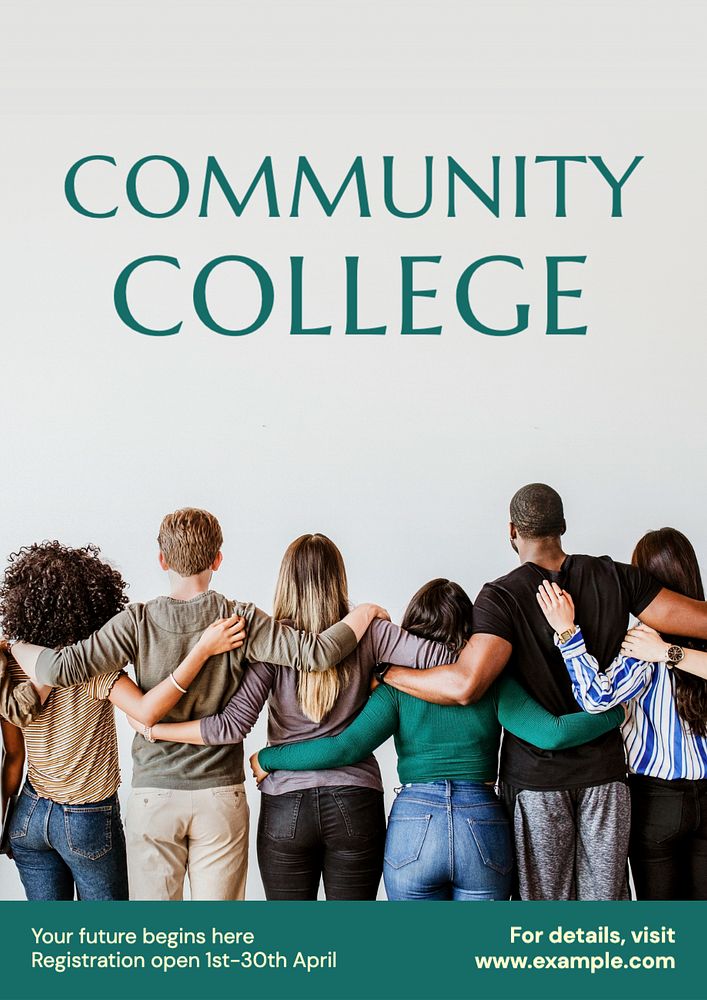 Community college poster template, editable text and design