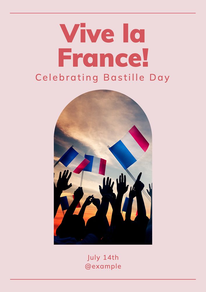 France, Bastille day poster template, editable text and design