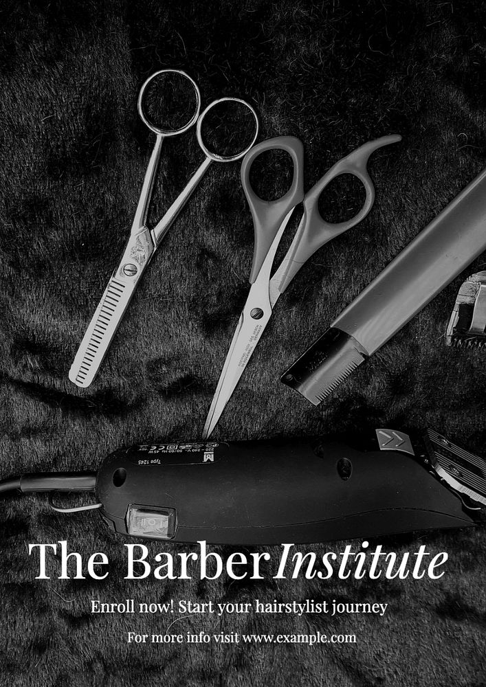 Barber institute poster template, editable text and design