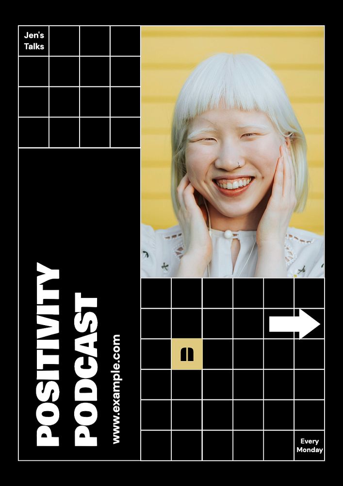 Positivity podcast poster template, editable text and design