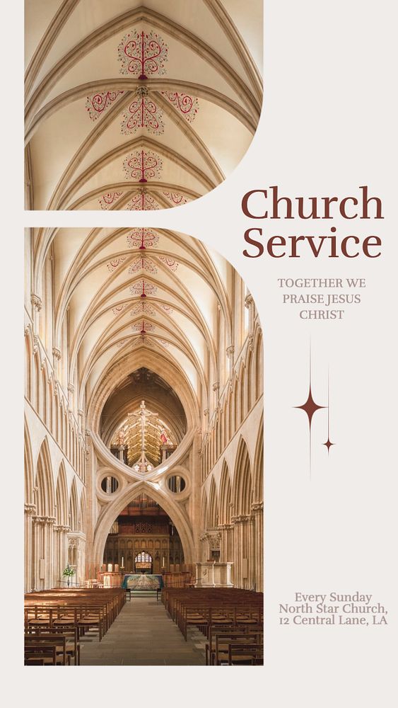 Church service social story template, editable Instagram design