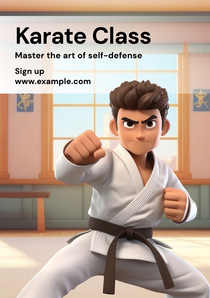 Karate class poster template, editable text and design