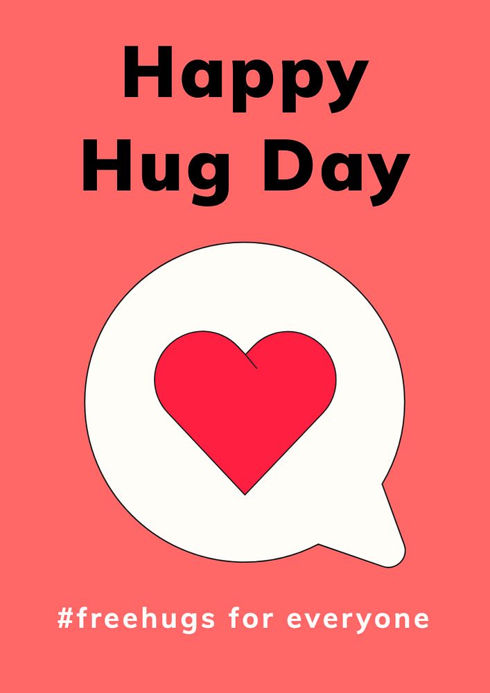 Happy Hug Day poster template, editable text and design