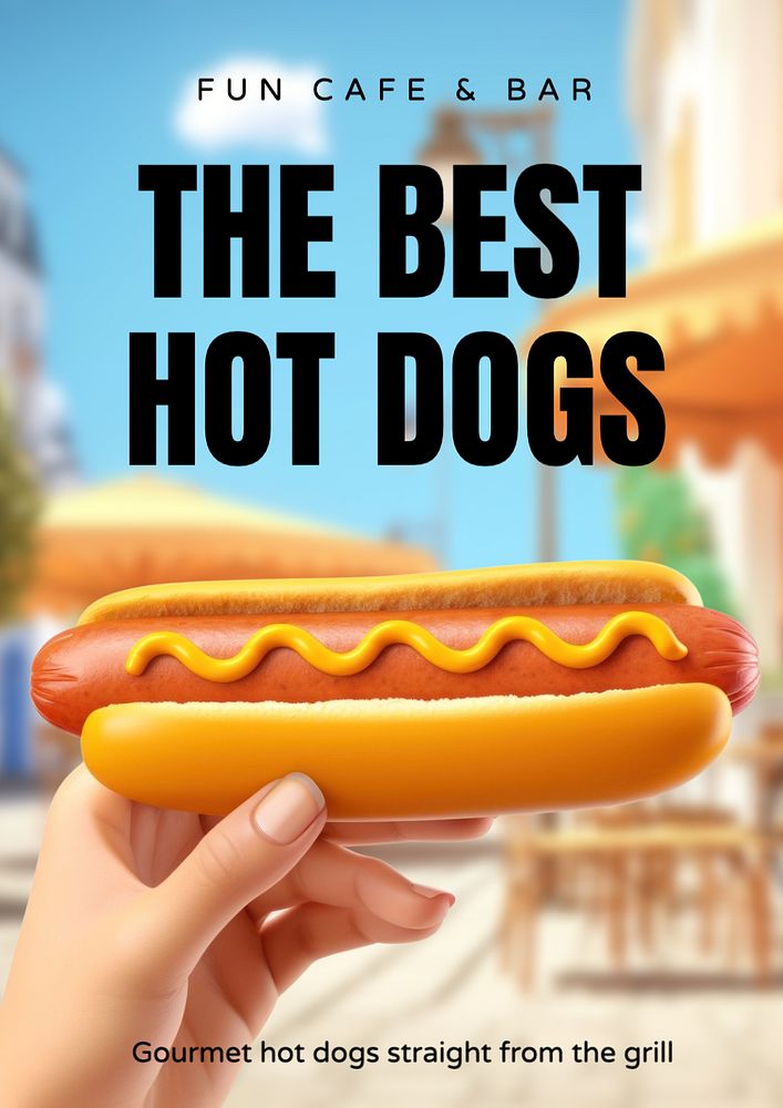 Hot dogs poster template, editable text and design