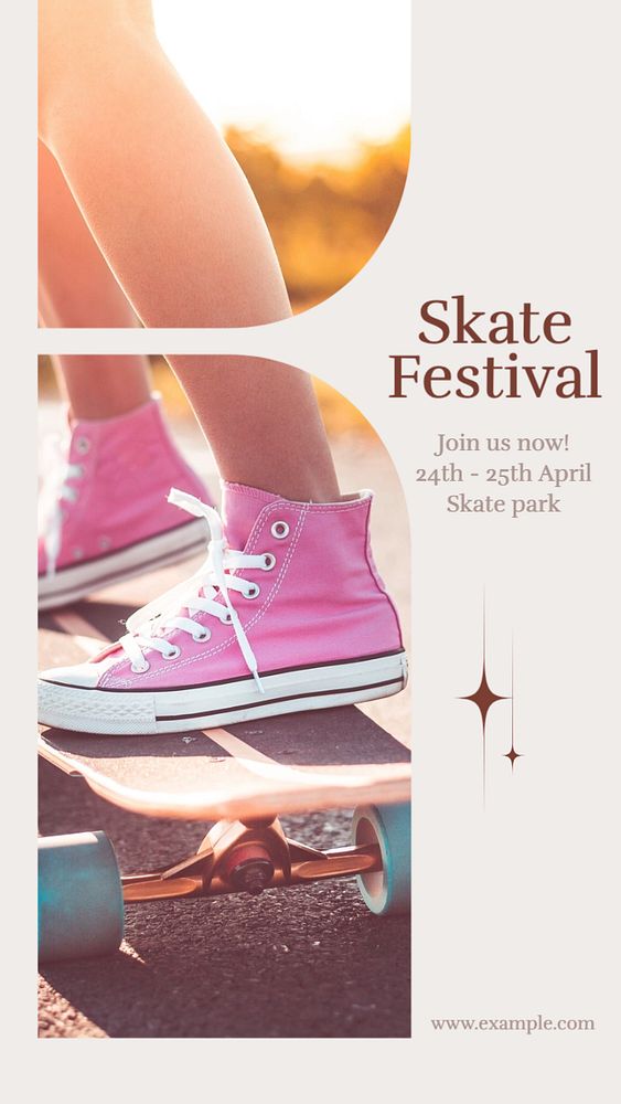 Skate festival social story template, editable Instagram design