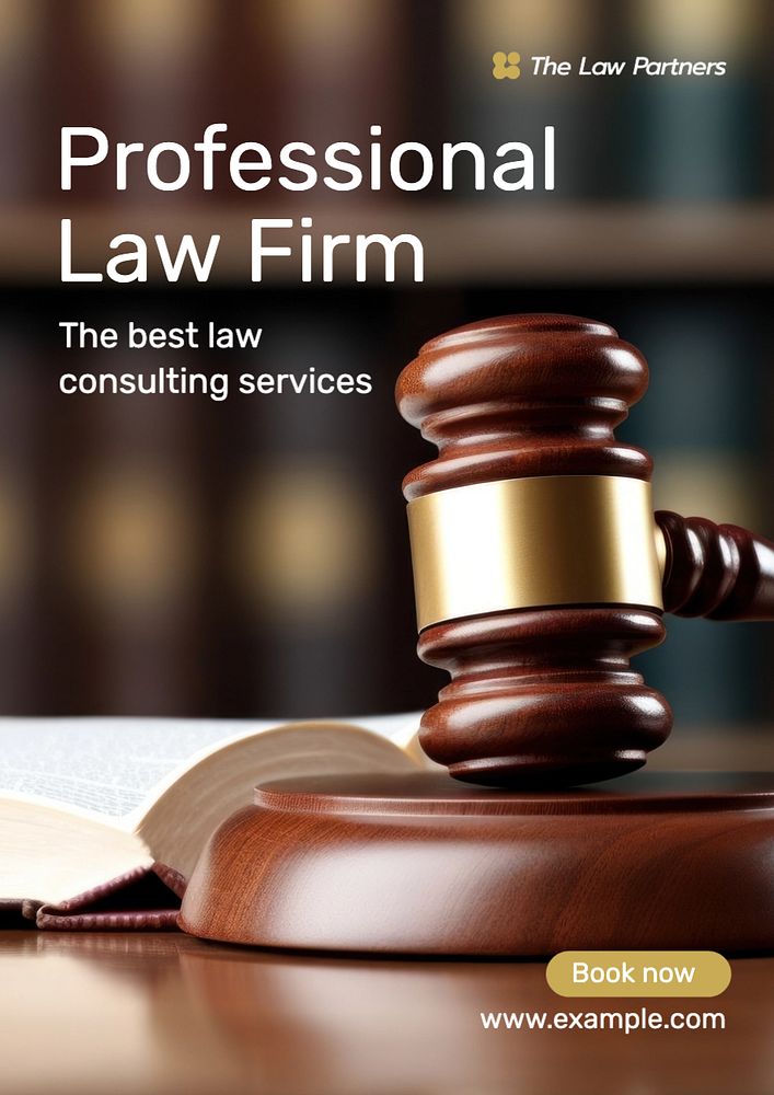 Professional law firm poster template, editable text and design