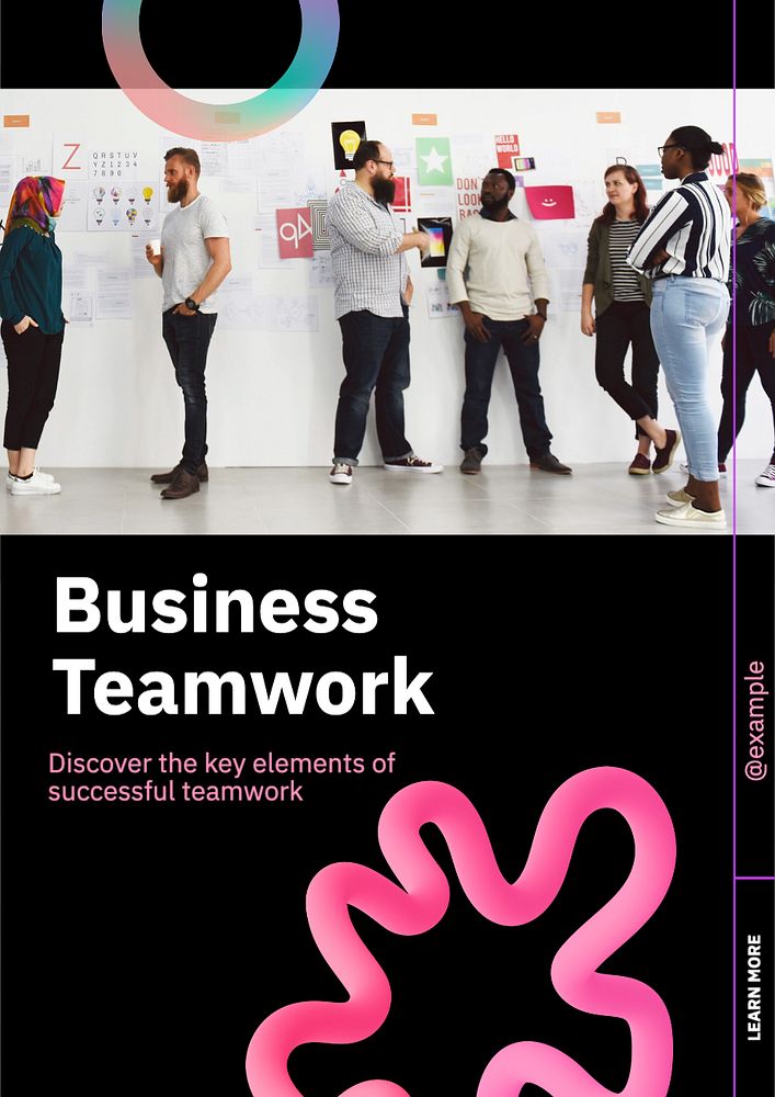 Business teamwork poster template, editable text and design