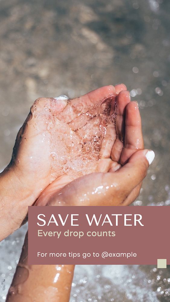 Save water Facebook story template, editable design