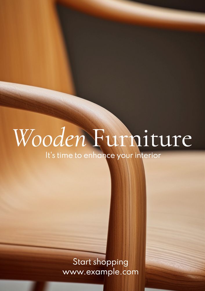 Wooden furniture poster template, editable text and design