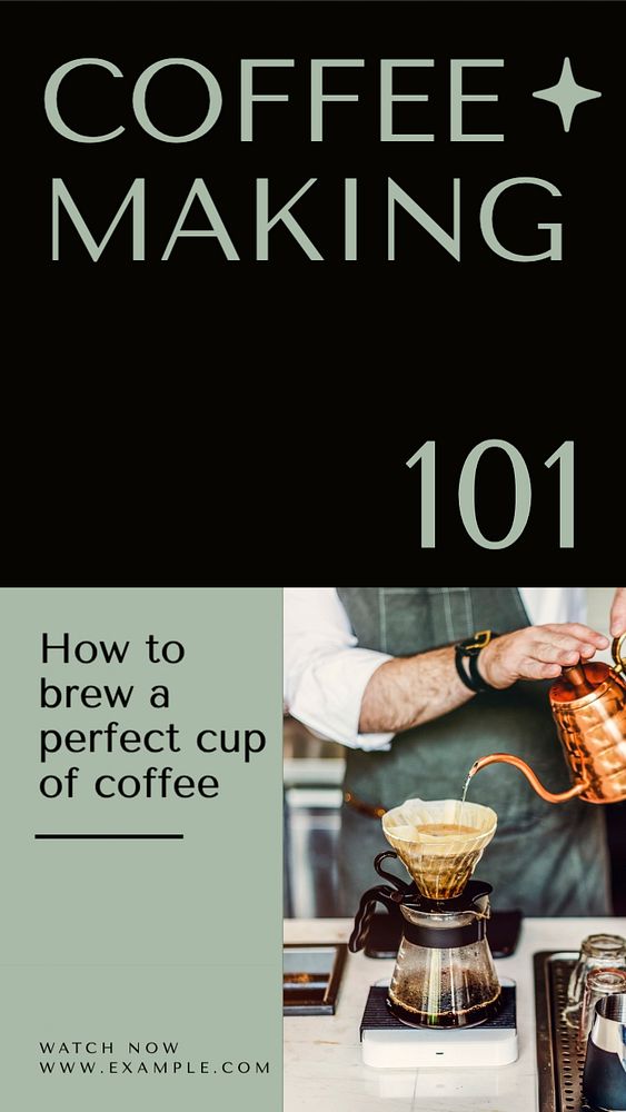 Coffee making 101 Instagram post template, editable text