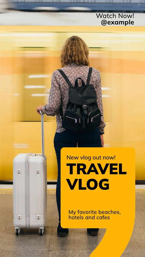 Travel vlog Instagram story template, editable text