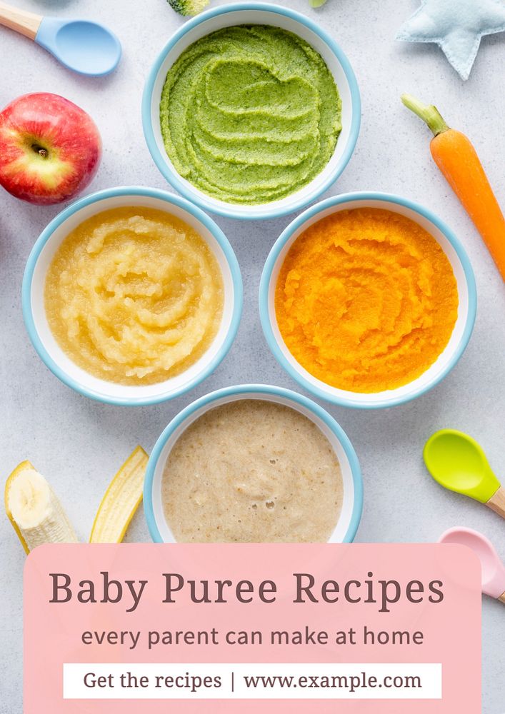 Baby puree poster template, editable text and design