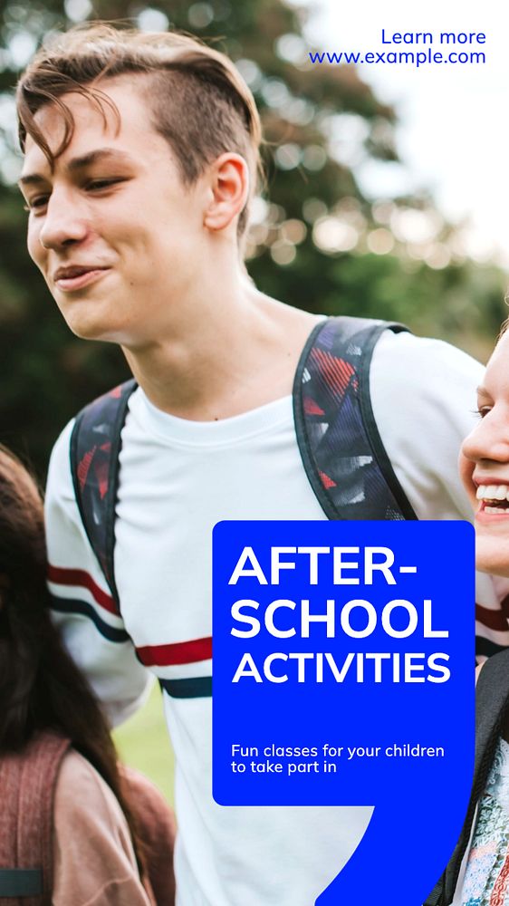 After-school activities Instagram story template, editable text