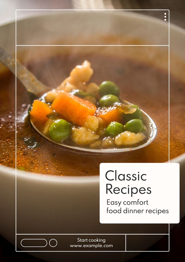 Food recipes poster template, editable text and design