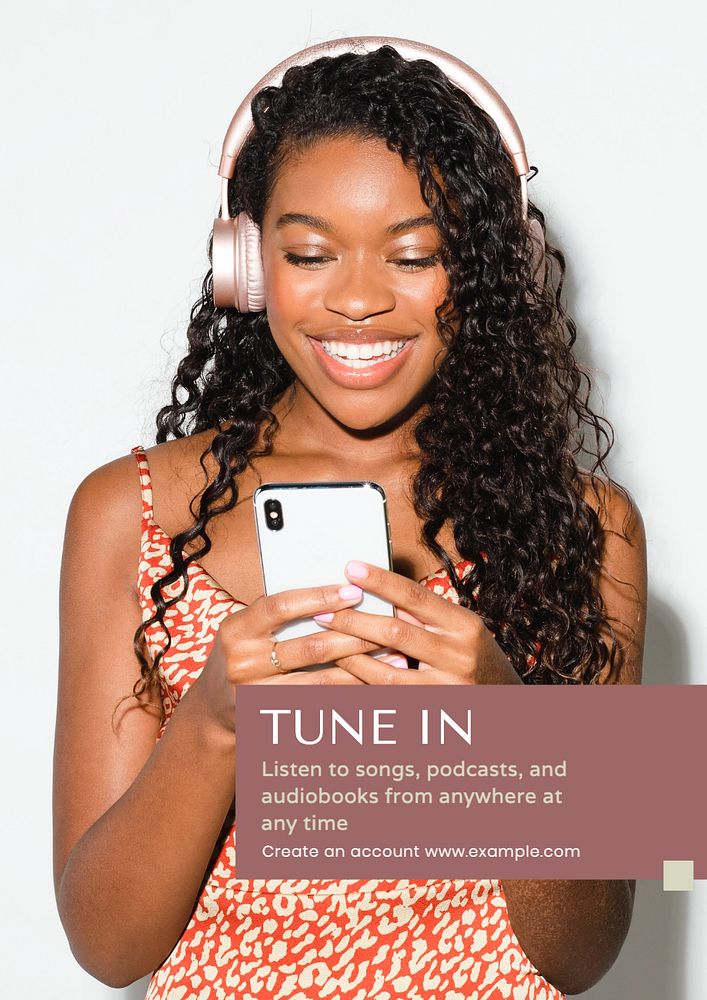 Tune in poster template, editable text and design