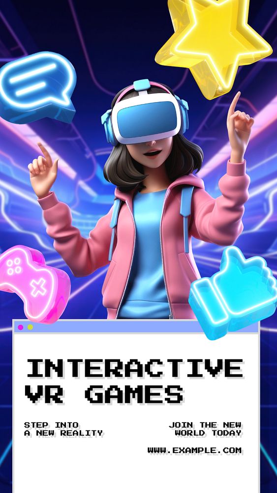 VR games Instagram story template, editable text