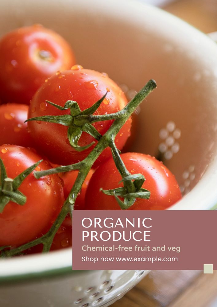 Organic produce poster template, editable text and design