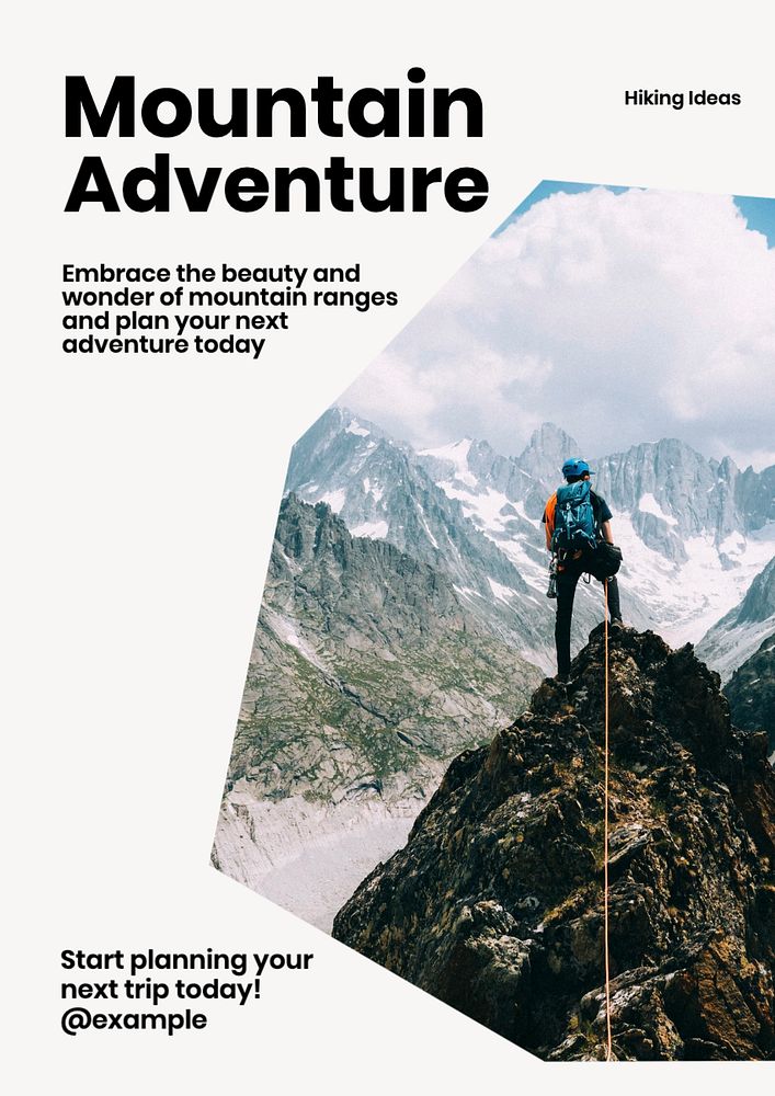 Mountain adventure poster template, editable text and design