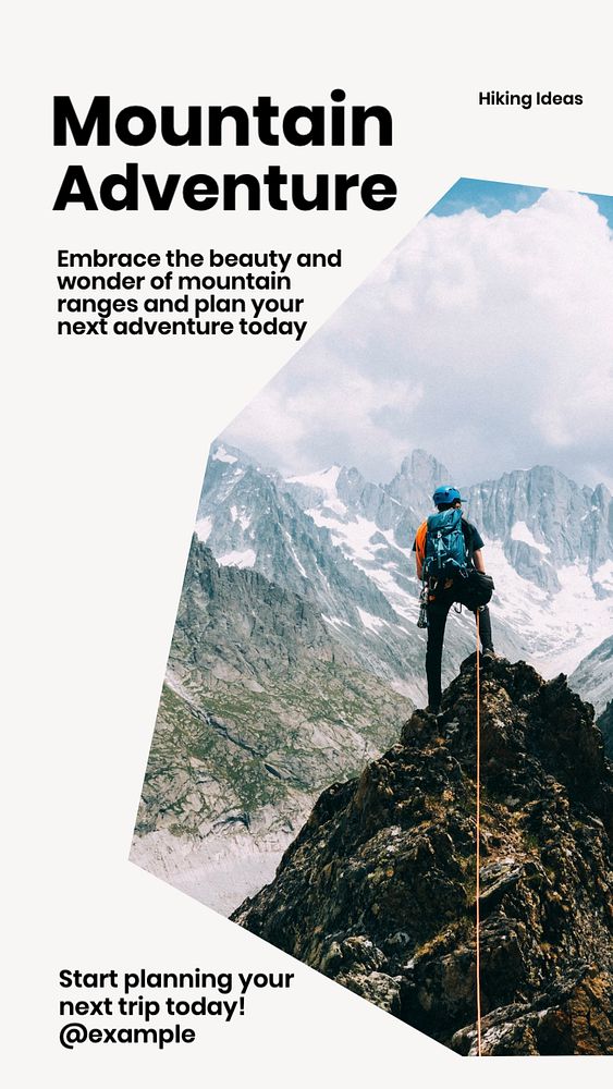 Mountain adventure Instagram post template, editable text