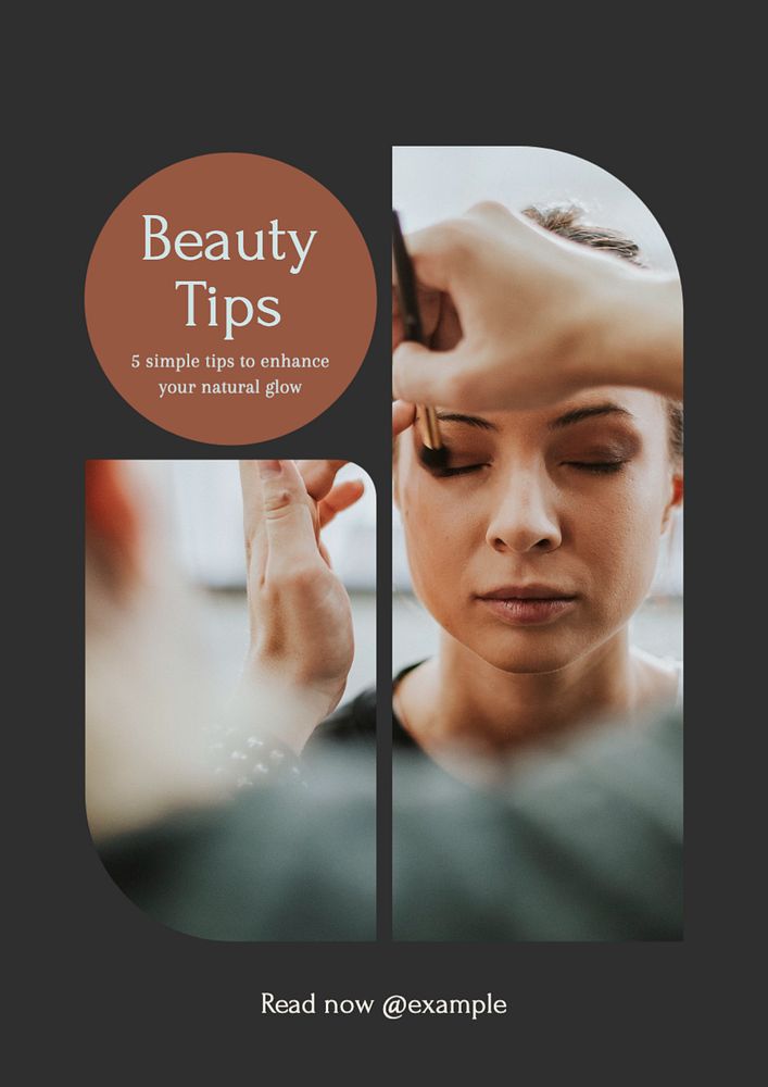 Beauty tips poster template, editable text and design