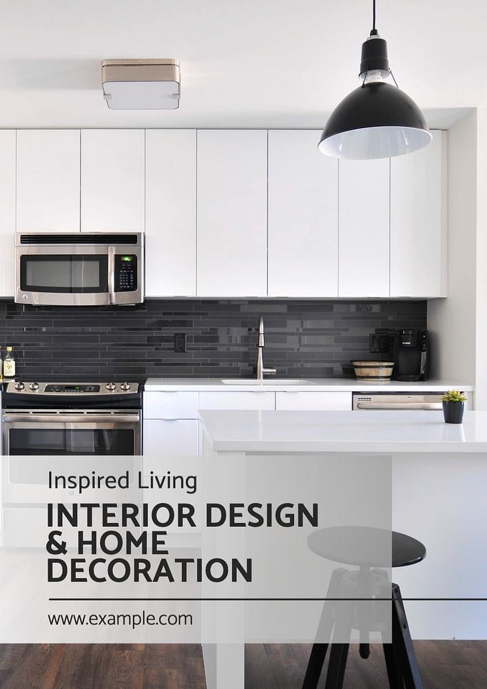 Interior design poster template, editable text and design