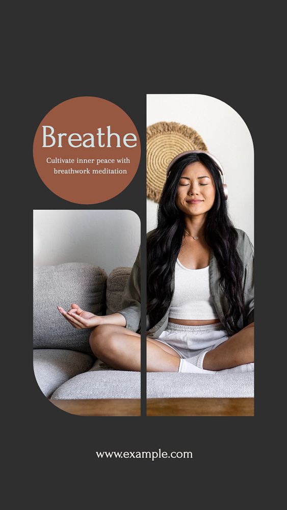 Breathing meditation social story template, editable Instagram design