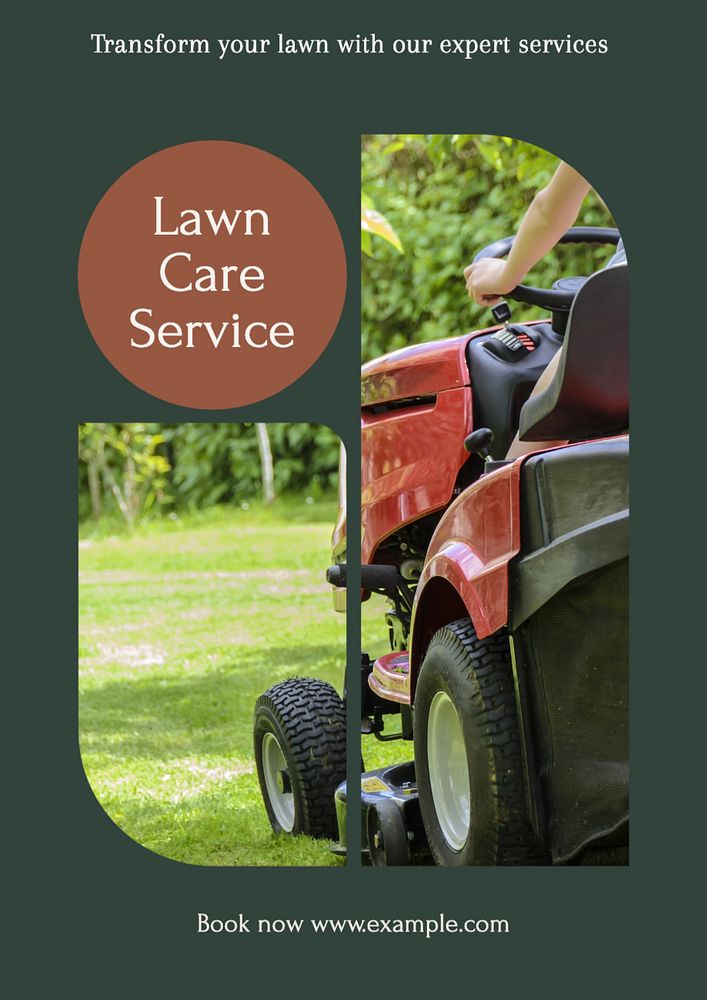 Lawn care service poster template, editable text and design