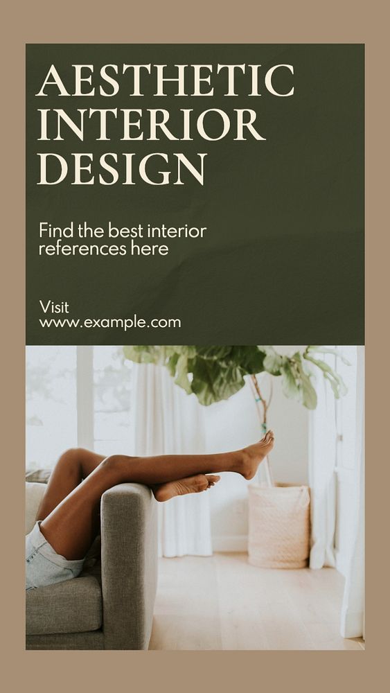 Aesthetic interior design Instagram post template, editable text